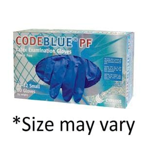 Code Blue Latex Exam Gloves Medium Blue Non-Sterile