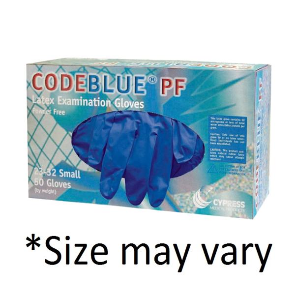 Code Blue Latex Exam Gloves Medium Blue Non-Sterile