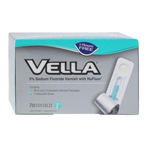 Vella Fluoride Varnish Unit Dose 5% NaF 0.5 mL Spearmint Clear 35/Bx, 12 BX/CA