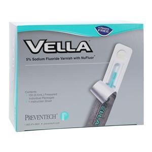 Vella Fluoride Varnish Bulk Pack 5% NaF 0.5 mL Spearmint Clear 100/Bx, 12 BX/CA