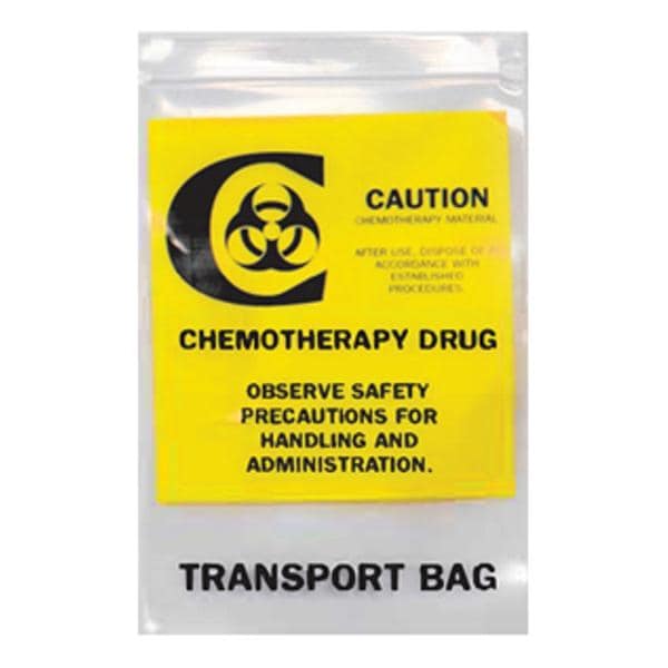 Chemotherapy Transport Bag 4mil 12x15" Yellow/Black Zipper Closur...