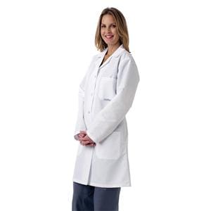 Lab Coat 3 Pockets Long Sleeves 40 in Small White Womens Ea