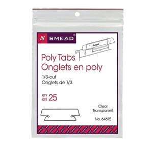 Smead Clear Hanging Poly Tabs 3 1/2 in For 1/3 Cut Tabs 25/Pack 25/Pk