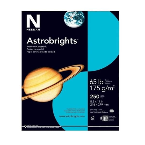 Astrobrights Cover Stock 65 Lb 8.5x11, Lunar Blue 250 Sheets Ea