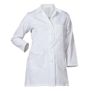 Lab Coat 3 Pockets Long Sleeves 34.5 in Medium White Womens Ea