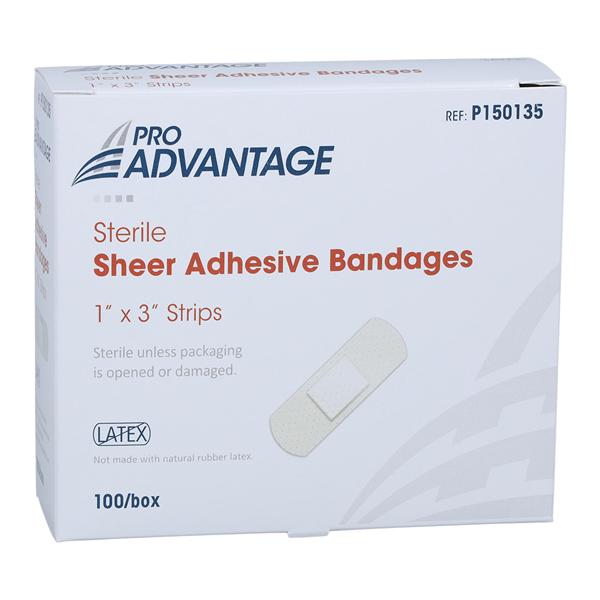 Pro-Advantage Strip Bandage Sheer 1x3" Tan Sterile 100/Bx