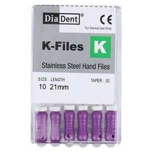 Hand K-File 21 mm Size 10 Stainless Steel Purple 6/Pk