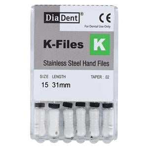 Hand K-File 31 mm Size 15 Stainless Steel White 6/Pk