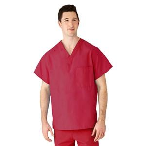 AngelStat Scrub Shirt 1 Pocket Set-In Short Sleeves Large Raspberry Unisex Ea