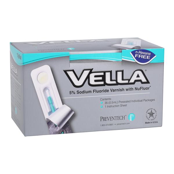 Vella Fluoride Varnish Unit Dose 5% NaF 0.5 mL Melon Clear 35/Bx, 12 BX/CA