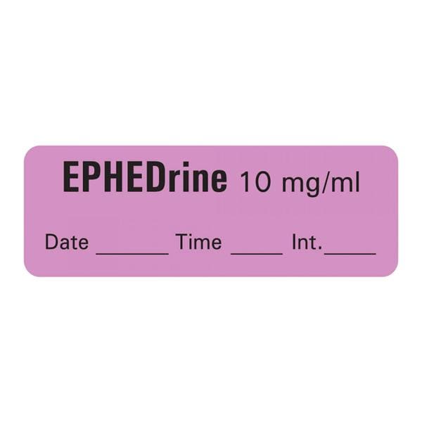 Anesthesia Label DTI Ephedrine 10mg/mL Violet 1-1/2x1/2" 600/Rl