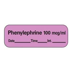 Anesthesia Label DTI Phenylephrine 100mcg/mL Violet 1-1/2x1/2" 600/Rl