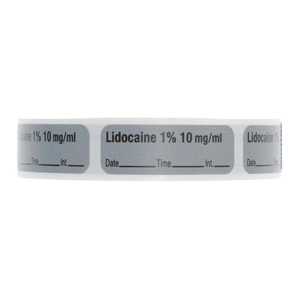 Anesthesia Label DTI Lidocaine 1% 10mg/mL Gray 1-1/2x1/2" 600/Rl