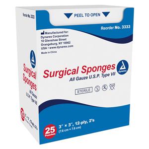 100% Cotton Surgical Gauze Sponge 3x3" 12 Ply Sterile LF