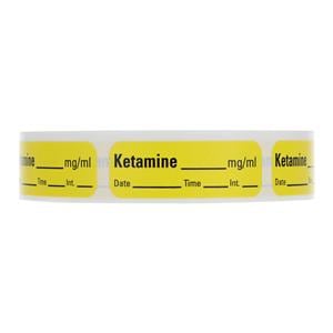 Anesthesia Label DTI Ketamine mg/ml Yellow 1-1/2x1/2" 600/Rl