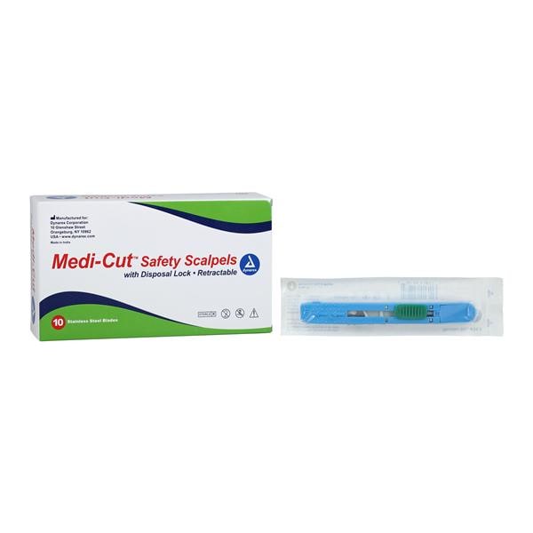 Medi-Cut Disposable Retractable Safety Scalpel #11 Stainless Steel Sterile