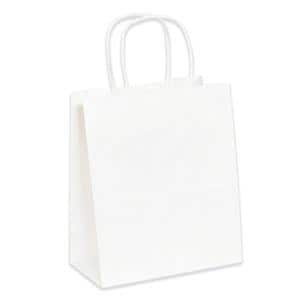 White Paper Shopping Bags 9 3/4 in x 7 3/4 in x 4 3/4 in 250/Pack 250/Pk