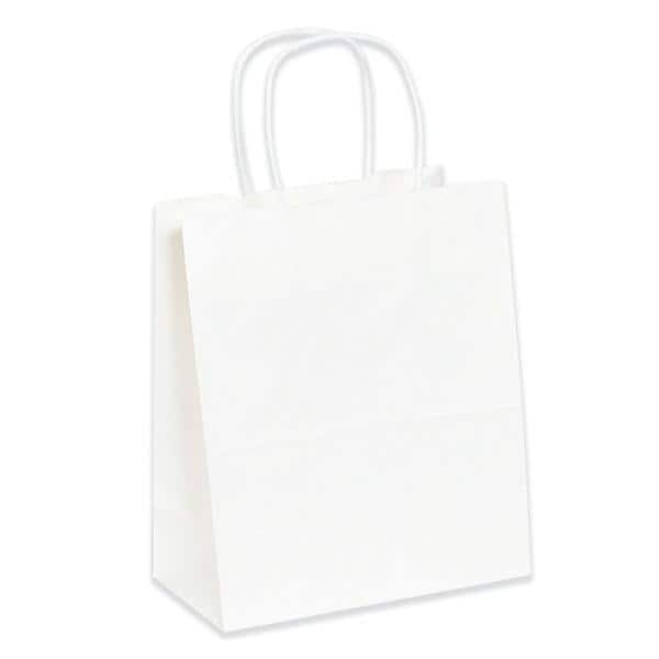 White Paper Shopping Bags 9 3/4 in x 7 3/4 in x 4 3/4 in 250/Pack 250/Pk