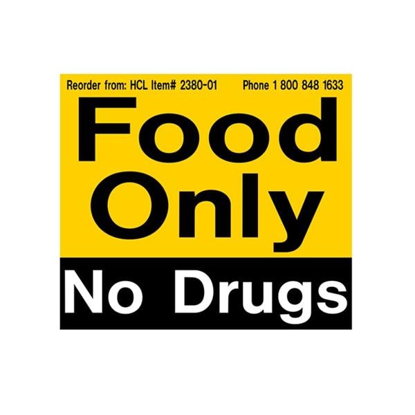 Magnet/Label Food Only No Drugs 3-5/8x3" Ea