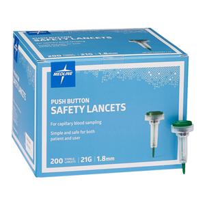 Incision Device Lancet 21gx1.8mm Safety Green Normal Flow 200/Bx, 18 BX/CA