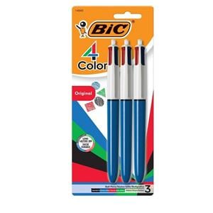 4-Color Ballpoint Pen Medium Point 1.0 mm Black/Blue/Green/Red 3/Pk