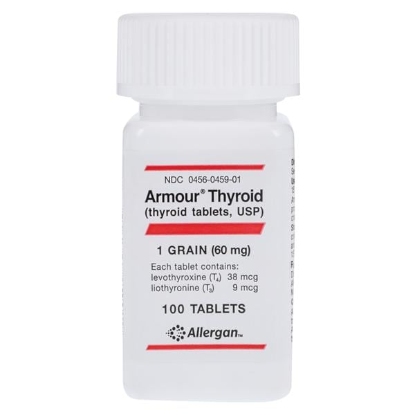 Armour Thyroid Tablets 1 Grain 60mg Bottle 100/Bottle Each