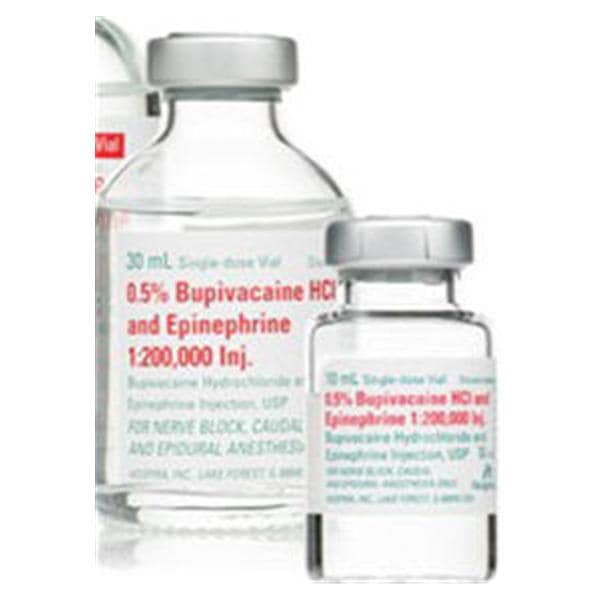 Bupivacaine HCl Epinephrine Injection 0.5% 1:200,000 PF SDV 30mL 25/Package