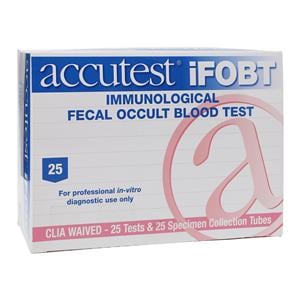 Accutest iFOB: Immunological Fecal Occult Blood Test Kit CLIA Waived 25/Bx