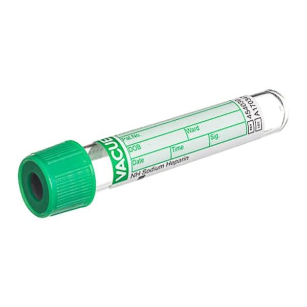 Vacuette Venous Blood Collection Tube Green/Green 13x75mm 4mL Pl-Cp Plstc 50/Pk