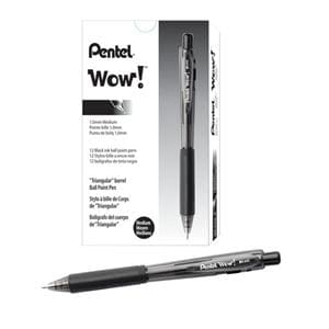 WOW! Ballpoint Pens Medium Point 1.0 mm Black 12/Pack 12/Pk