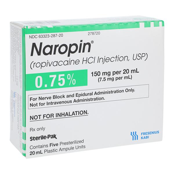 Naropin Injection 0.75% 7.5mg/mL Preservative Free Ampule 20mL 5/...