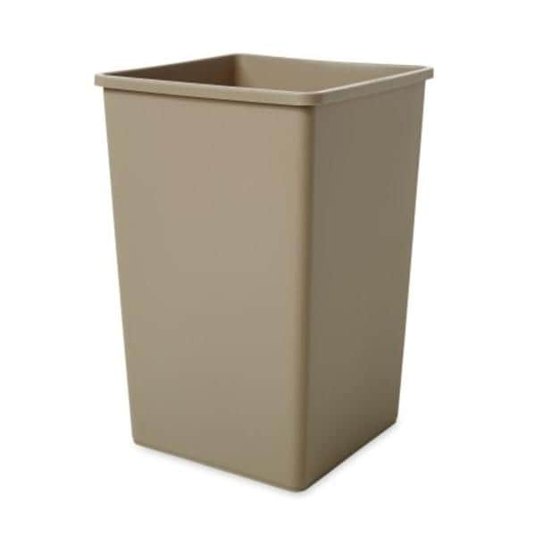 Can Trash Untouchable Resin 27.66x19-1/2" Square 35gal No Lid Beige 4/Ca