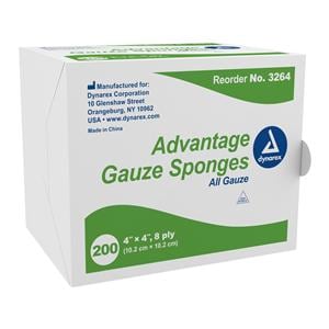 100% Cotton Gauze Sponge 4x4" 8 Ply Non-Sterile LF