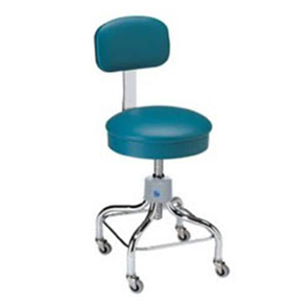 Stool Exam Chrome Series Steel Gray 2" Casters Spring Backrest 4 Leg Ea