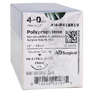 Unify Prolene Suture 4-0 18" Polypropylene Monofilament FS-2 Blue 12/Bx