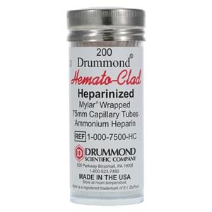 HEMATO-CLAD Mylar Heparinized Tube Heparin Mylar Wrapped Glass 200/Pk