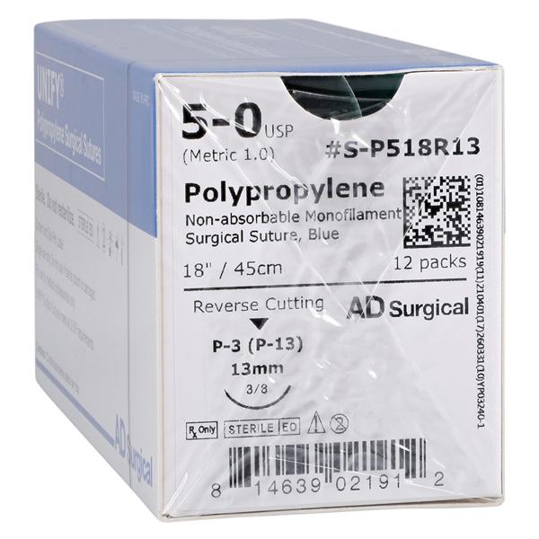 Unify Suture 5-0 18" Polypropylene Monofilament P-3 Blue 12/Bx