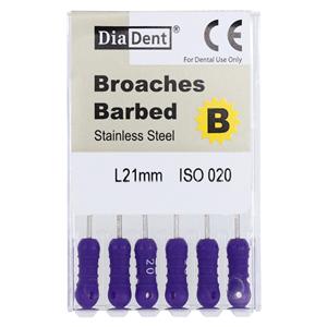 Barbed Broaches Size 20 XXXX-Fine Purple 21 mm 6/Bx