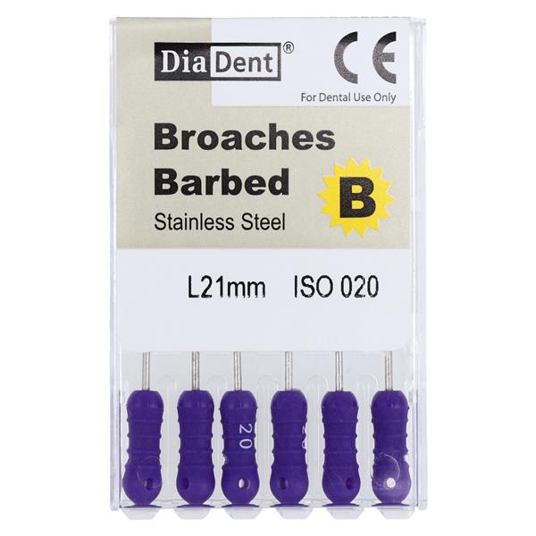 Barbed Broaches Size 20 XXXX-Fine Purple 21 mm 6/Bx