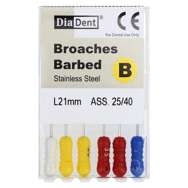 Barbed Broaches Size 25/40 Assorted 21 mm 6/Bx