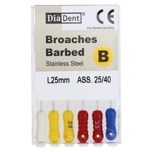 Barbed Broaches Size 25/40 Assorted 25 mm 6/Bx