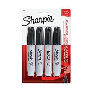 Sharpie Chisel-Tip Permanent Markers Black 4/Pack 4/Pk