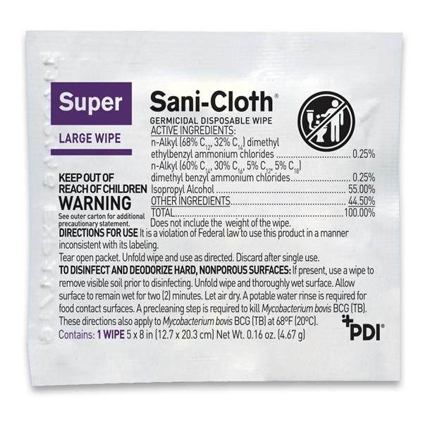 Super Sani-Cloth Germicidal Wipes Large Individual Packets 50/Bx