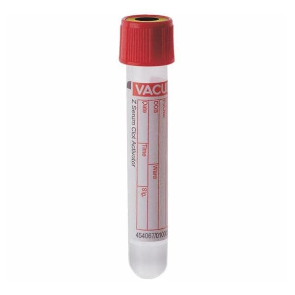 Vacuette Venous Blood Collection Tube Red/Yellow 13x75mm 3.5mL Pl-Cp Plstc 50/Pk