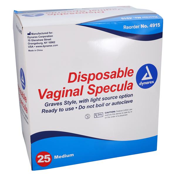 Vaginal Speculum Medium Light Option 25/Bx, 4 BX/CA