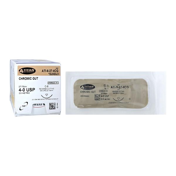 RS3 Suture 4-0 27" Chromic Gut Monofilament C-6 Beige 12/Bx