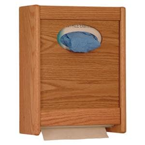 Dispenser Glove/Towel Wood Medium Oak With Waterproof Plastic Bottom Panels Ea