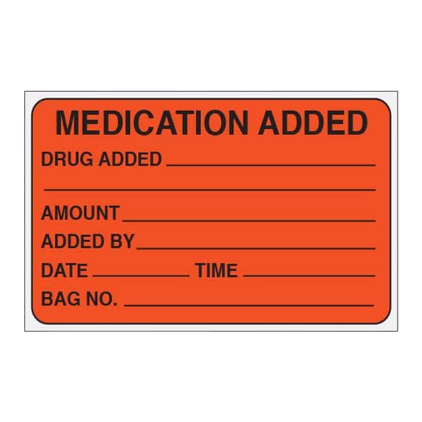 Label Medication Added Fluorescent Red 1-1/2x2-1/2" 1000/Rl