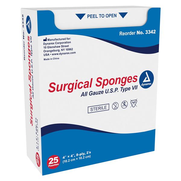 100% Cotton Gauze Sponge 4x4" 12 Ply Sterile Pad LF