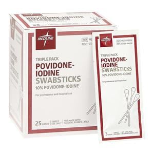 Surgical Prep Swabstick Povidone-Iodine 10% 3's, 250 PK/CA